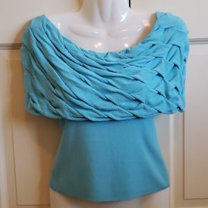 Beautiful Turquoise Off Shoulder Knit Top